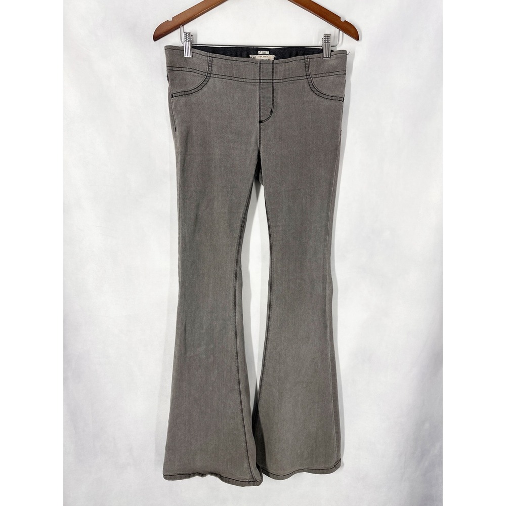 Free People Cotton Grey Bell Bottom Flare Pull-on Jeggings Jeans Women's Size 27